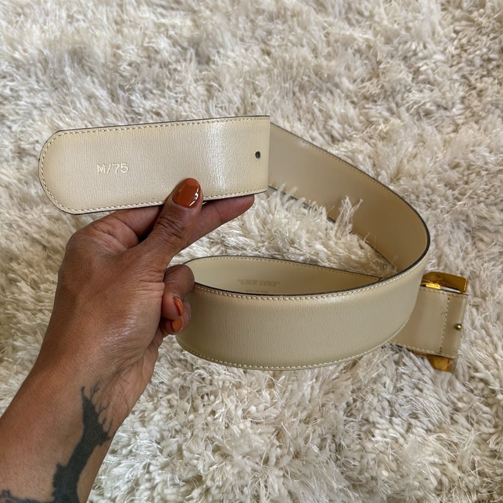 Paloma Picasso Vintage Gold Buckle Cream Belt - Picture 12 of 17
